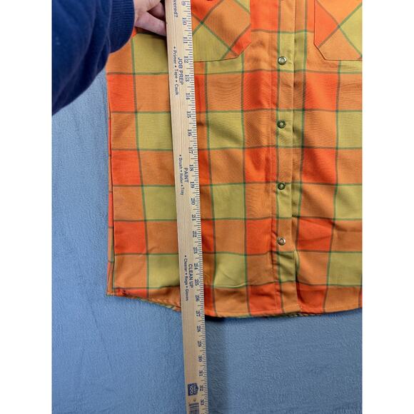 Dixxon Flannel Shirt Womens Lg Orange Check Plaid "The Trapper" Long Sleeve Snap - Picture 6 of 8